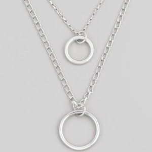 Silver Dainty Layered Circle Pendant Necklace